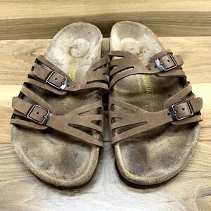 Birkenstock Sandals 6 W EU 37 Granada Brown Nubuck Leather Slides